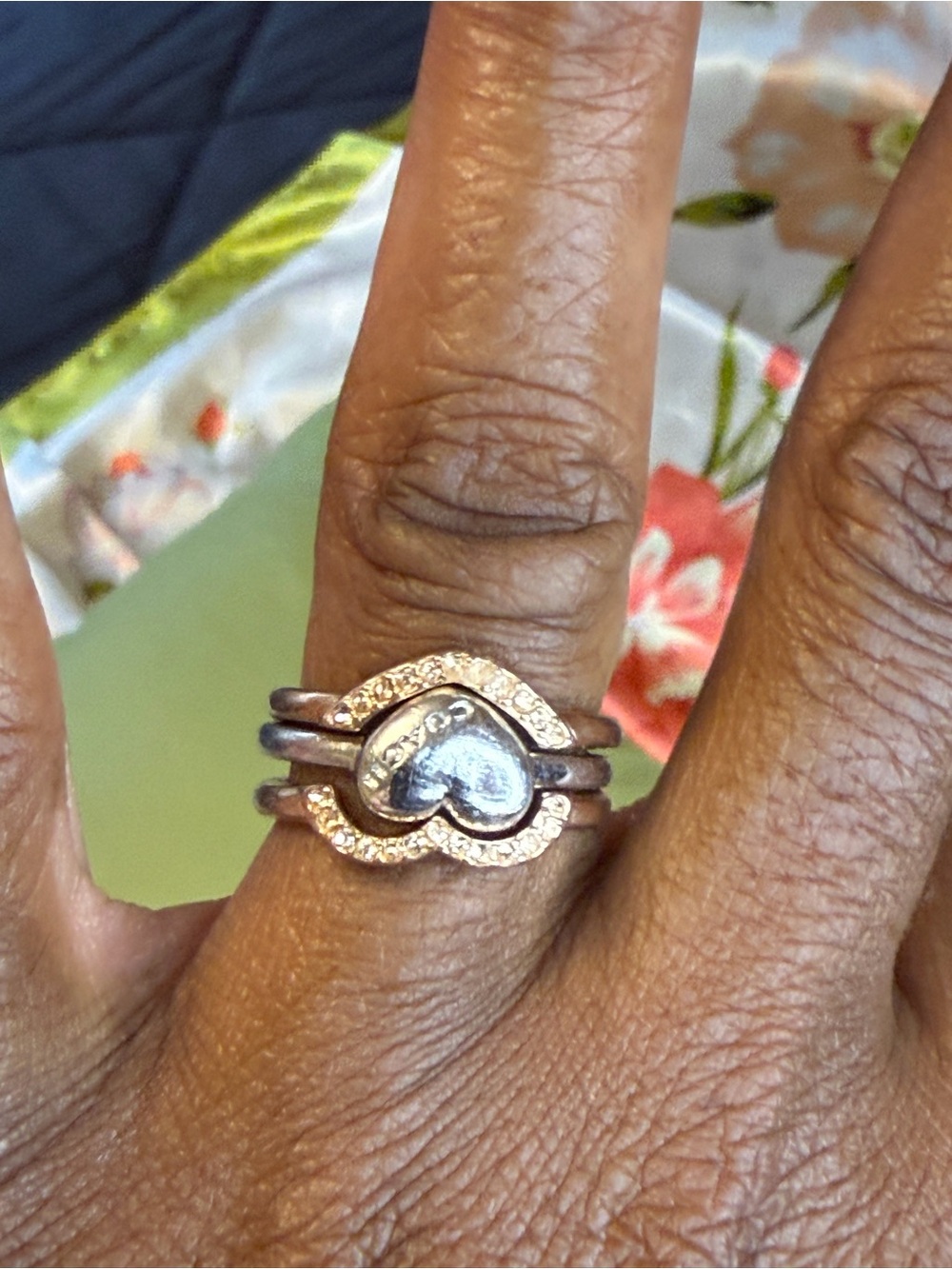Coach Heart Ring | Size 6.5 | Gold & Silver Tone Crystal Accent - Picture 8 of 11